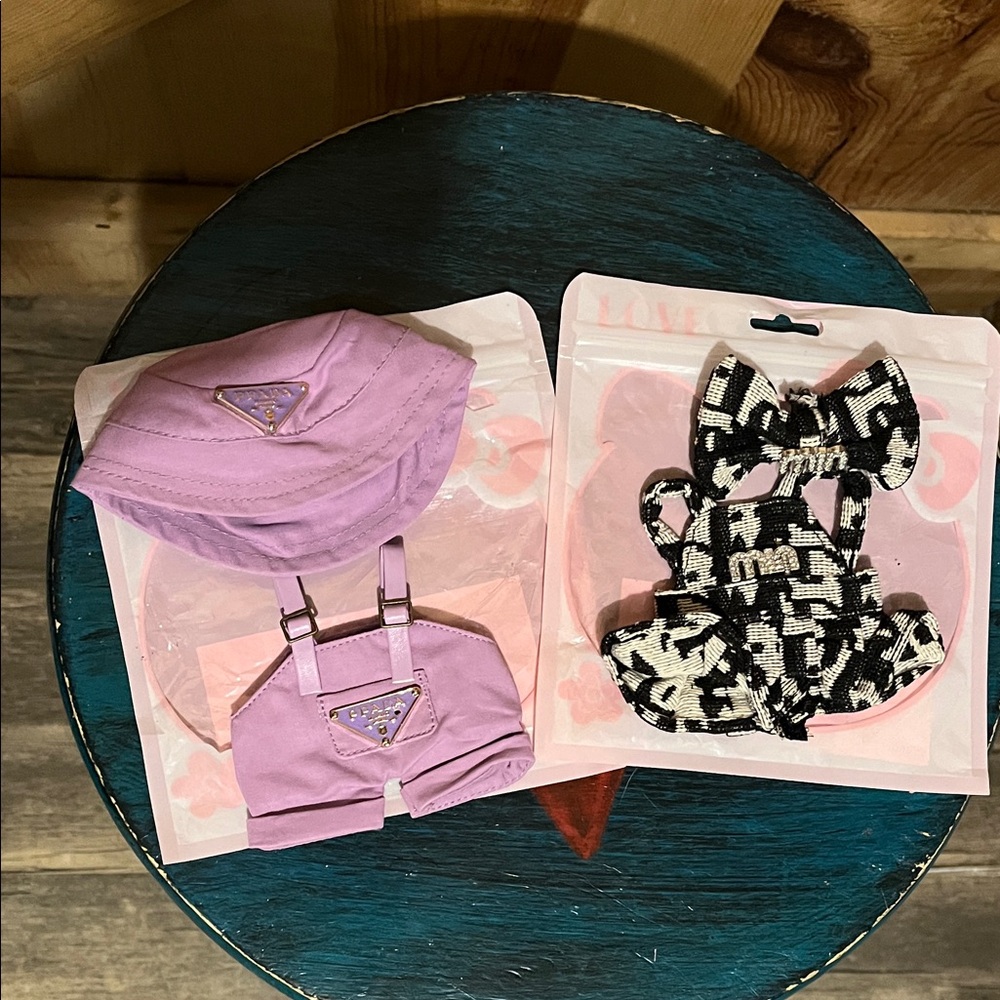 Prada Lilac and Black Kids Hat Set